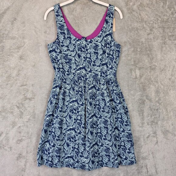 Levis Dress Womens Small Blue White Paisley Sleeveless Lined Scoop Back Zipper - Picture 1 of 12
